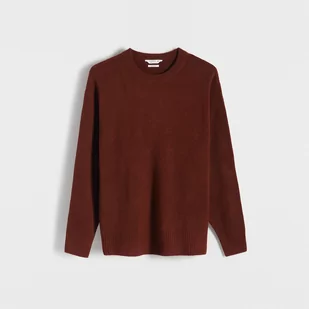 Reserved - Gładki sweter z domieszką wełny - Brązowy - Swetry męskie - miniaturka - grafika 1