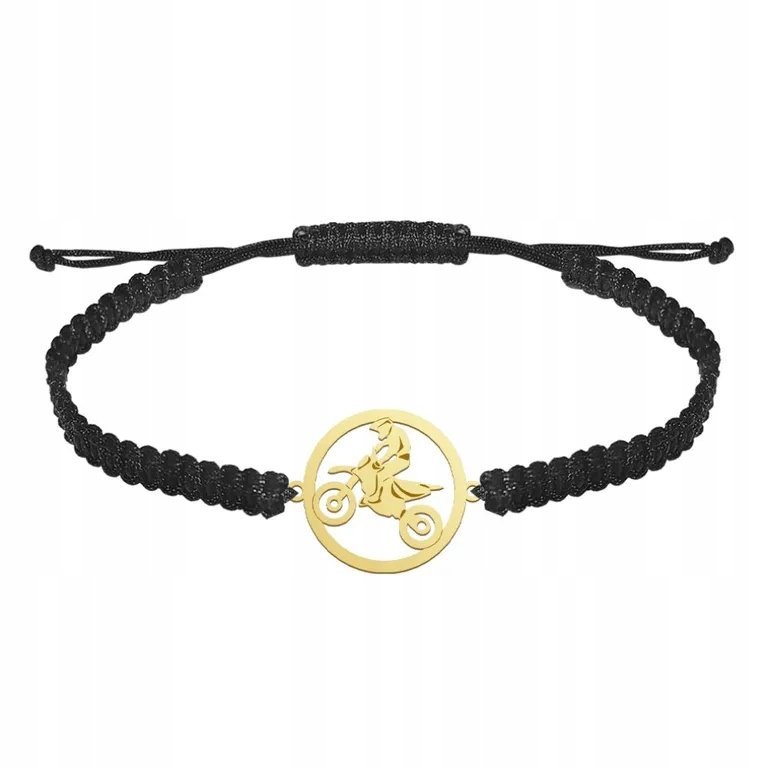 Bransoleta Pozłacana Męska Motocross Sznurek 925 Prezent GRAWER GRATIS