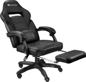 Fotele gamingowe - Fotel Tectake Gaminstool Comodo z podnóżkiem - czarny/czarny - miniaturka - grafika 1