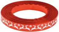 Pasmanteria - Brewis Wstążka satynowa 12mmx22m renifer biało-czerwony - miniaturka - grafika 1