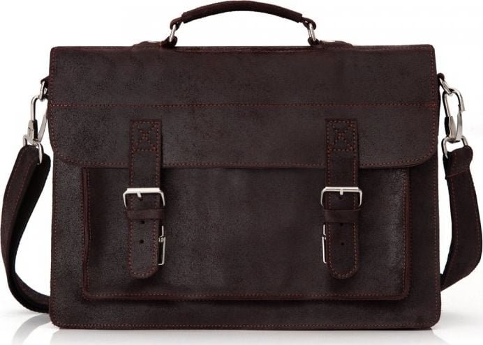 Solome CZEKOLADOWA SKÓRZANA TORBA LISTONOSZKA NA RAMIĘ SOLOME