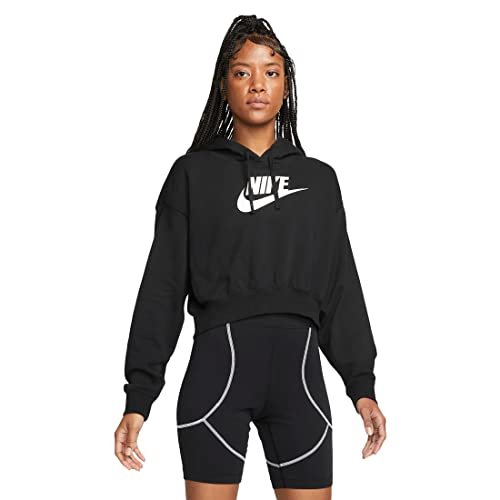 Nike DQ5850-010 W NSW Club FLC GX Crop HDY Długi sweter damski czarny/biały rozmiar 2XL-S
