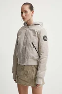 Kurtki damskie - Superdry kurtka bomber damski kolor szary zimowa - miniaturka - grafika 1