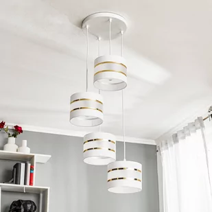 Lampa wisząca Helen biało-złota okrągła 4-punktowa - Lampy sufitowe - miniaturka - grafika 1