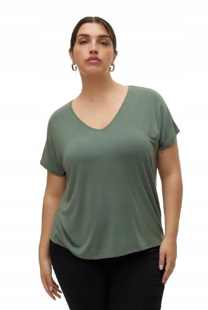 VERO MODA PLUS SIZE LUŹNA BLUZKA Z DEKOLTEM V W KOLORZE KHAKI 48-50 XQA