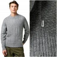 Swetry męskie - Wrangler CABLE KNIT SWEATER klasyczny ciepły sweter z dodatkiem wełny XL - miniaturka - grafika 1