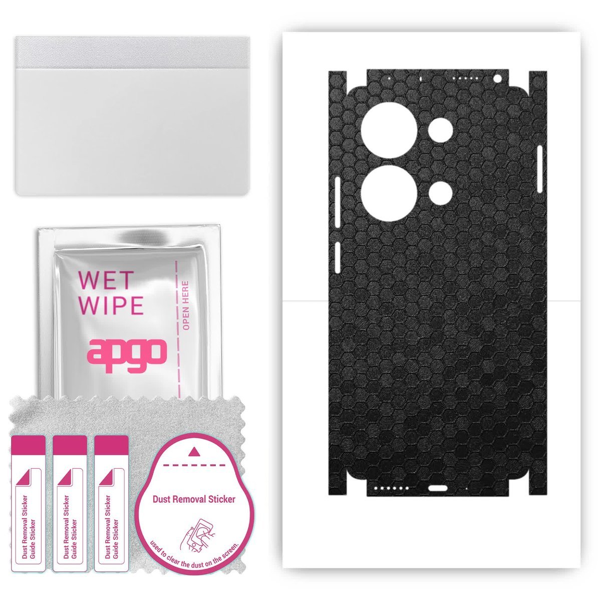 Folia naklejka skórka strukturalna na TYŁ+BOKI do Xiaomi Redmi Note 13 Pro 4G - Plaster Miodu Czarny - apgo SKINS