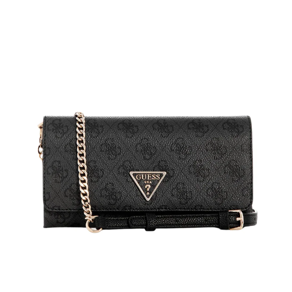 GUESS Czarna kopertówka damska w monogram Noelle II Xbody Flap Organizer