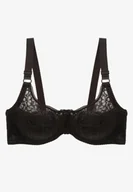 Biustonosze - Czarny Biustonosz z Koronki z Usztywnieniem i Regulowanymi Ramiączkami Vikiisol - miniaturka - grafika 1