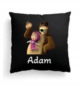 Poduszki dekoracyjne - Foto Poduszka Czarna Masza i Niedźwiedź + IMIĘ - miniaturka - grafika 1