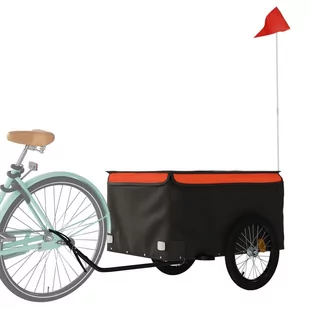 Przyczepka rowerowa, czarno-pomarańczowa, 45 kg, żelazo Lumarko! - Przyczepki rowerowe - miniaturka - grafika 4
