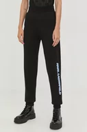 Spodnie damskie - Karl Lagerfeld spodnie dresowe bawełniane 225W1050 damskie kolor czarny - miniaturka - grafika 1