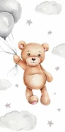 Okrycia kąpielowe dla dzieci - Ręcznik Plażowy 70X140 Miś Teddy Bear Biały Szary Bawełniany August 23 - miniaturka - grafika 1