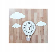 Wyposażenie pokoiku dziecięcego - naSciane Zegar ścienny BALON chmurki styl skandynawski szar - miniaturka - grafika 1