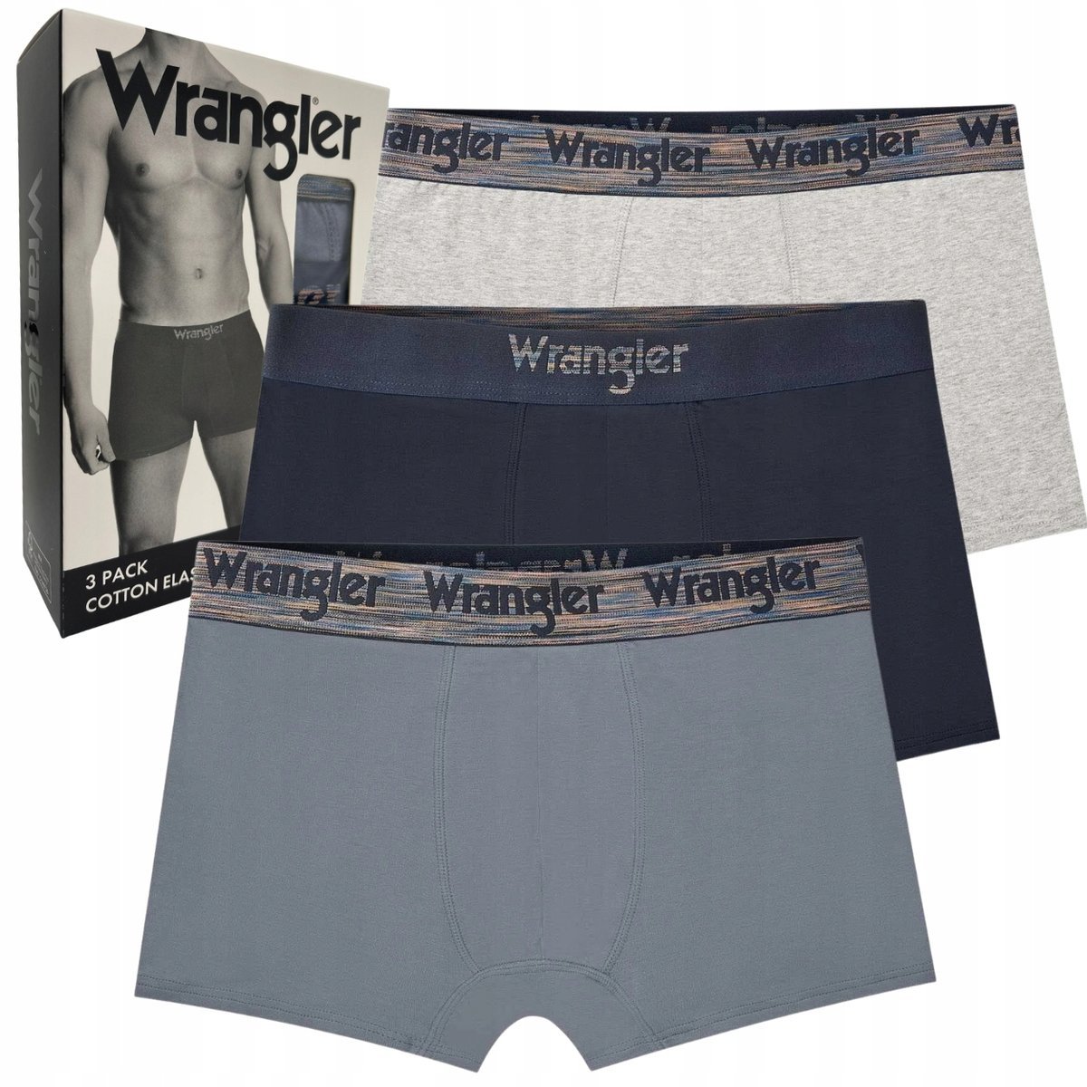 Wrangler Montel elastyczne bokserki męskie bawełniane majtki 3 sztuki L