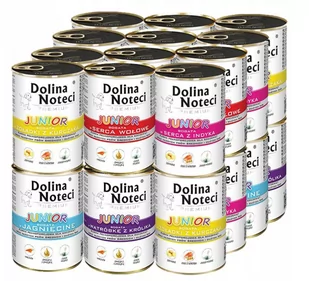 Dolina Noteci Premium Junior MIX SMAKÓW Zestaw 24 x 400g  od 95zł +DO 3% ZWROTU W PROGRAMIE LOJALNOŚCIOWYM DNP-JUN-400-24 - Mokra karma dla psów - miniaturka - grafika 1