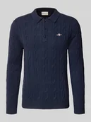 Swetry męskie - Bluzka z długim rękawem o kroju slim fit z czystej wełny model ‘Cable’ - miniaturka - grafika 1