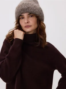 Reserved - Czapka z wełną alpaki - brązowy - Czapki damskie - miniaturka - grafika 1