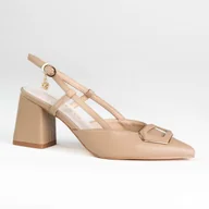 Czółenka - Klasyczne damskie czółenka na słupku GOODIN GD-DO-214 wygodne lekkie beż 40 - miniaturka - grafika 1