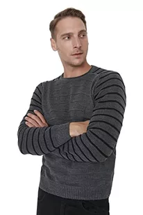Trendyol Męska bluza z okrągłym dekoltem, gładka, wąska bluza, szara, S, Szary, S - Bluzy męskie - miniaturka - grafika 1