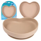 Miseczki i talerzyki dla dzieci - Canpol Babies Talerzyk Z Przyssawką Silikonowy Serce Beżowe - miniaturka - grafika 1