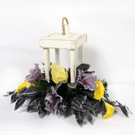 Lampiony i znicze - Drewniana latarnia dekorowana 30 x 60 cm LD-DEKOR3 - miniaturka - grafika 1