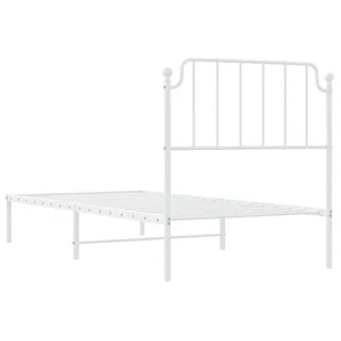 Metalowa rama łóżka z wezgłowiem, biała, 90x190 cm Lumarko! - Łóżka - miniaturka - grafika 8