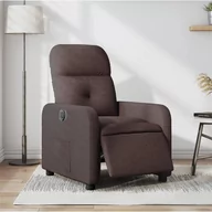 Fotele - Elektryczny fotel rozkładany, ciemnobrązowy, obity tkaniną - miniaturka - grafika 1