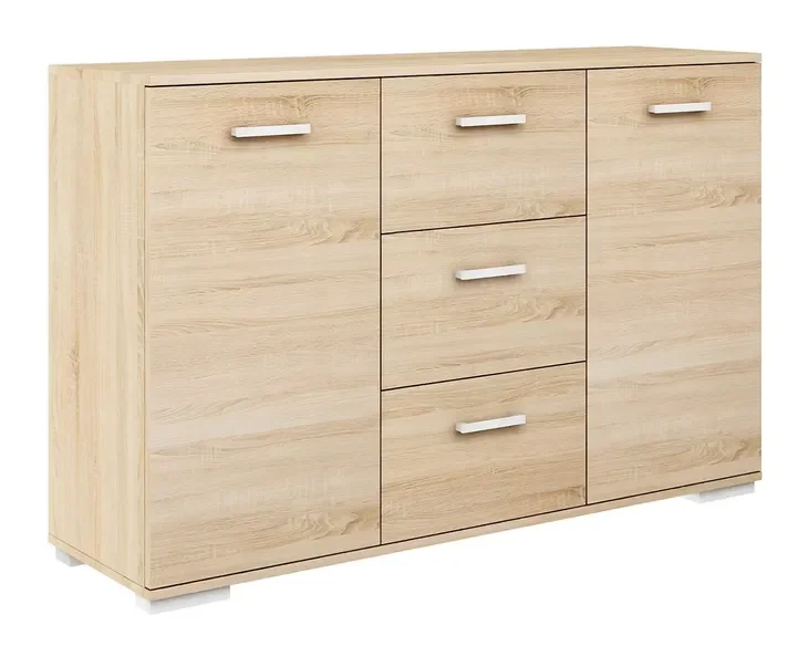 Komoda Abs K3 120cm Dąb Sonoma Szafka Trzy Szuflady Do Salonu Sypialni
