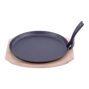 Kamille Patelnia talerz żeliwny 25cm z deską drewnianą 4809V - Patelnie - miniaturka - grafika 1