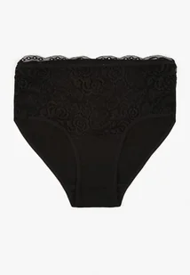 Czarne Bawełniane Majtki Figi z Koronkowymi Zdobieniami Idissa - Majtki damskie - miniaturka - grafika 1