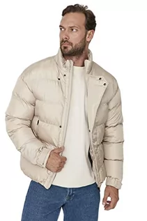 Płaszcze męskie - Trendyol Męski kołnierz stojący, zwykły, regularny płaszcz zimowy, kamień, XL, KAMIEŃ, XL - grafika 1