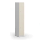 Szafki biurowe - Szafka ubraniowa ze schowkami, 2 schowki, 1850 x 300 x 500 mm, zamek cylindryczny, drzwi laminowane, brzoza - miniaturka - grafika 1