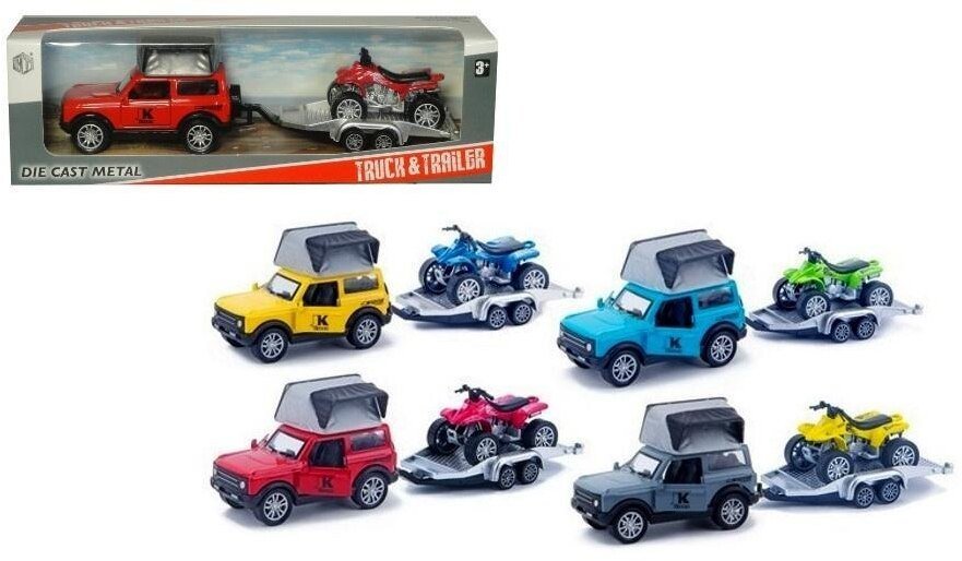 Swede Auto terenowe z przyczepą i quadem Mix EDUKAMP 5902496208654