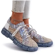 Półbuty damskie - Damskie Skórzane Półbuty Maciejka 05850-06 Niebieskie - miniaturka - grafika 1