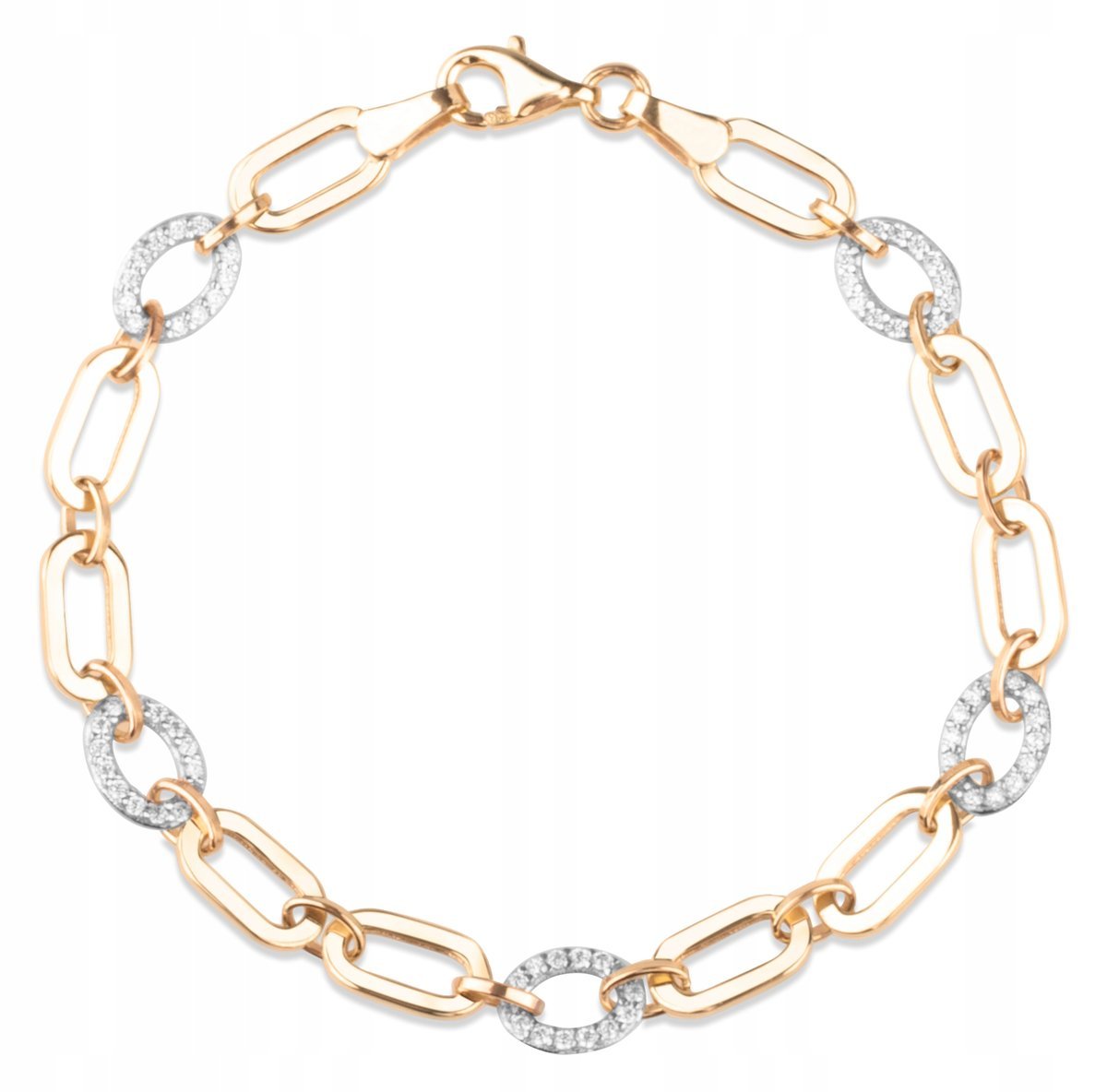 DAMSKA ZŁOTA BRANSOLETKA Z BIAŁYMI KAMIENIAMI I WYSOKIM POŁYSKIEM 14KT 585