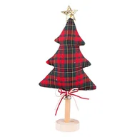 Ozdoby bożonarodzeniowe - Figurka drewniana Choinka, wykończona tkaniną, 13x5,5x29 cm - miniaturka - grafika 1