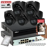 Zestawy do monitoringu - System monitoringu do domu i firmy Dahua IPC-HDW1530T-0280B-S6-BLACK 5MPx IR30 Mikrofon PoE - miniaturka - grafika 1