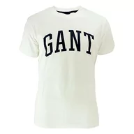 Koszulki męskie - GANT Męski t-shirt MD, biały, standardowy, biały, S - miniaturka - grafika 1