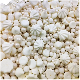 Posypka ozdoby na tort bezy perełki dekoracje urodzinowe biały perła mix - Dodatki do ciast w proszku - miniaturka - grafika 1