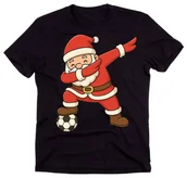 Koszulki dla dziewczynek - Koszulka dla chłopca grającego w piłkę na mikołajki z Mikołajem z piłką -wzór mikołaj28 - miniaturka - grafika 1
