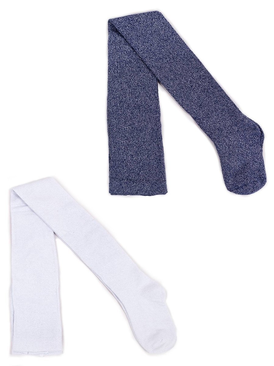 Rajstopy Dziewczęce Bawełniane Z Lurexem Biało-Granatowe 2Pak 104-110 Yoclub