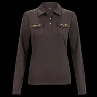 Koszulki jeździeckie - Koszulka polo EQ.QUEEN Sadie 24AW damska brązowa, rozmiar: XS - miniaturka - grafika 1