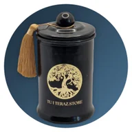 Świece - ŚWIECA SOJOWA Z KULKĄ I CHWOSTEM CZARNA 480g CZARNY OUD ZŁOTE LOGO - miniaturka - grafika 1