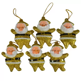 Mikołaje wiszące (6 szt.) złote - Zabawki kreatywne - miniaturka - grafika 1