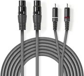 Kable - Kabelis Nedis 2x XLR F - 2x RCA M 1.5m 5412810295845 COTH15230GY15 - miniaturka - grafika 1
