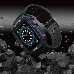 Protect Strap Band opaska z etui do Watch 7 / 6 / 5 / 4 / 3 / 2 / SE (45 / 44 / 42mm) obudowa pancerny pokrowiec na zegarek czarny - Etui i futerały do telefonów - miniaturka - grafika 6