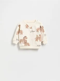 Reserved - Bawełniana bluza z nadrukiem - kremowy - Bluzki dla niemowląt - miniaturka - grafika 1