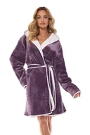 Szlafroki damskie - Damski puszysty szlafrok Sara fioletowy XL - miniaturka - grafika 1