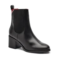 Botki damskie - Tommy Hilfiger Skórzane botki na słupku - miniaturka - grafika 1